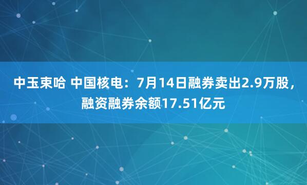 中玉束哈 中国核电：7月14日融券卖出2.9万股，融资融券余额17.51亿元