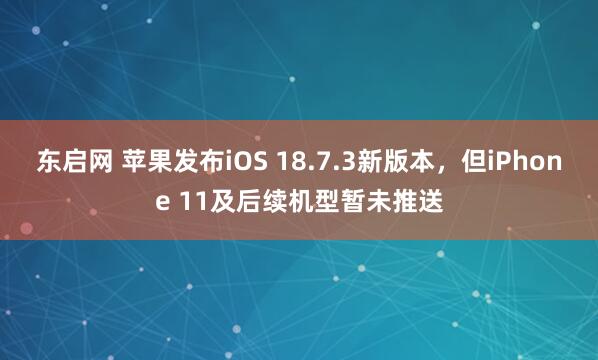 东启网 苹果发布iOS 18.7.3新版本，但iPhone 11及后续机型暂未推送