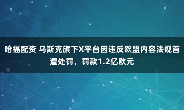 哈福配资 马斯克旗下X平台因违反欧盟内容法规首遭处罚，罚款1.2亿欧元
