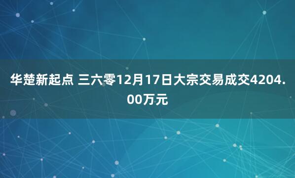 华楚新起点 三六零12月17日大宗交易成交4204.00万元