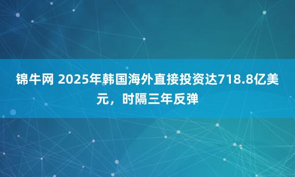 锦牛网 2025年韩国海外直接投资达718.8亿美元，时隔三年反弹